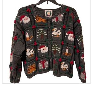JK Christmas Cardigan 1994 Cardigan Holiday Vintage L/S Teacher Women Size 22